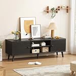 Mexin TV Stand for 55 60 Inch TV, Entertainment Center with Storage, TV Console Bench with 2 Cabinets 4 Cord Holes for Living Room Bedroom - Black