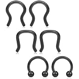 Acero quirúrgico 316L en forma de U & amp; Nariz de herradura, gancho para tabique, gancho para nariz, anillo de trago, cartílago, 6 piezasDurability