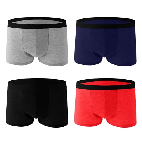 Plain Underwear for Men 4 Pack Cotton Stretch Boxer Briefs for Women Multipack Breathable Soft Trunks