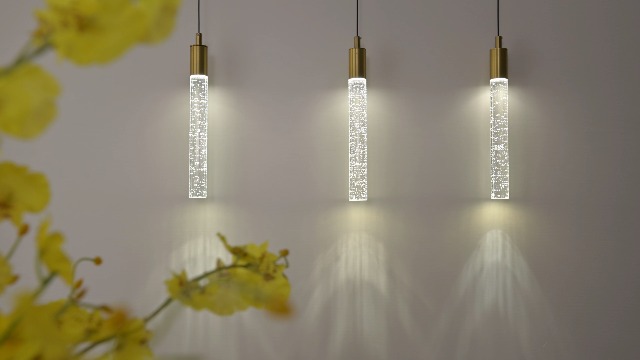 Image of Modern Kitchen Island Pendant Light Dimmable LED Gold Brass Finish Mini Crystal Pendant Lighting Bedroom Bedside Table Small Pendant Lights(2-Pack )