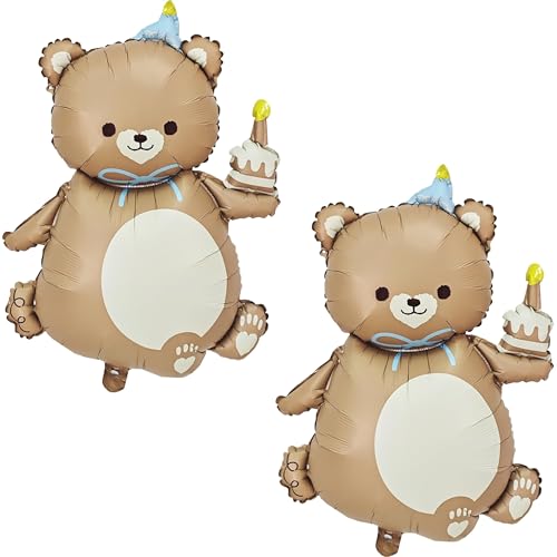 Globos Oso, 2 Piezas Globos Cumpleaños Oso Niños, Lindo Balones de Aniversario Globo de Aluminio para Fiestas Temáticas, Cumpleaños, Accesorios de Fotografía