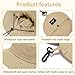 Women's Sun Hat Kopfumfang 21-24in Klappbarer Sonnenhut Damen Sommer Safari Hut Herren mit UV Schutz Summer Hat wasserdicht schnelltrocknend Outdoor Reise Strand Urlaub Camping Angeln(Khaki)