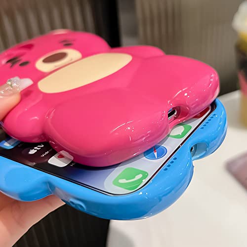 Kerzzil 3D Clown Bear Phone Case Compatible With Iphone 14 Pro Max Case, Cute Cartoon Animal Soft Silicone Shockproof Cover For Women Girls(Blue) #TOP3