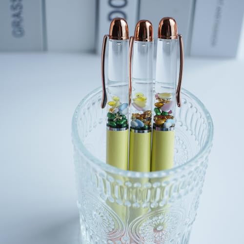 Image of Heart Ballpoint Pen Unique Floating Glitter Stationery Perfect Valentines Birthday Party Favor Gifts(Yellow)