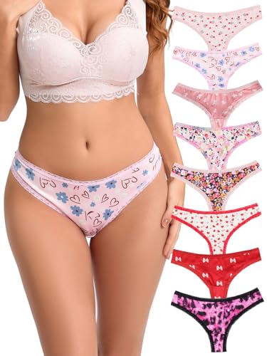 Morvia Variety of Thongs for Women Pack Sexy Cute Assorted Colors Prints Underwear Panties