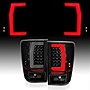 AmeriLite for 2004-2015 Nissan Titan A60 C-Type LED Tube Smoke Black Replacement Tail Lights Pair - Driver and Passenger Side