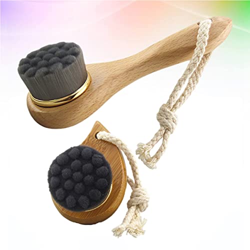 Brosse faciale exfoliante Beavorty en hêtre et nanofibres pour trousse de toilette x2