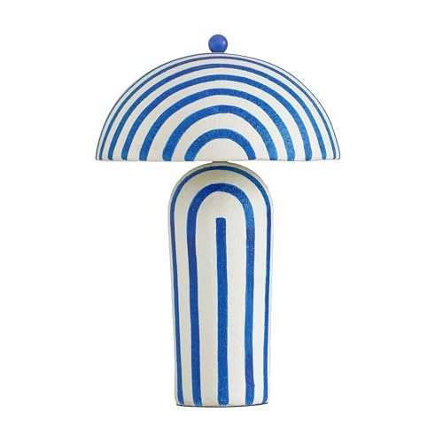 Image of TOV Furniture Maiori Blue Striped Papier Mache Table Lamp