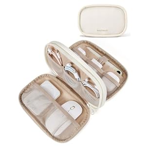 BAGSMART Electronics Organizer Travel Case, Cord Organizer for Women, Travel Cable Bag (Beige)
