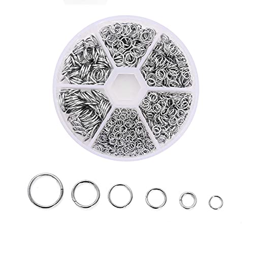 DADIFEN Silver Jewelry Jump Rings Open Jump Rings for Jewelry Making 4mm 5mm 6mm 7mm 8mm 10mm O Ring for DIY Bracelet Earrings Necklace Jewelry Findings Connectors Jumprings