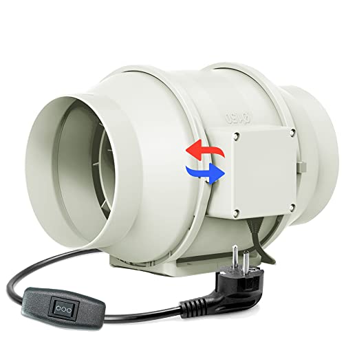 Moonjor Φ150 mm Que-Bireccional Ventilador de Conducto con Interruptor de Dirección Ajustable para Intercambio de Aire Fresco Cover