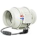 Extracteur Air Reversible, Moonjor 150mm Bidirectionnel Efficace Ventilateur en Ligne avec Contrôleur échangeur d'air Soufflage / Extraction pour Salle de Bain, Chambre, Bureau