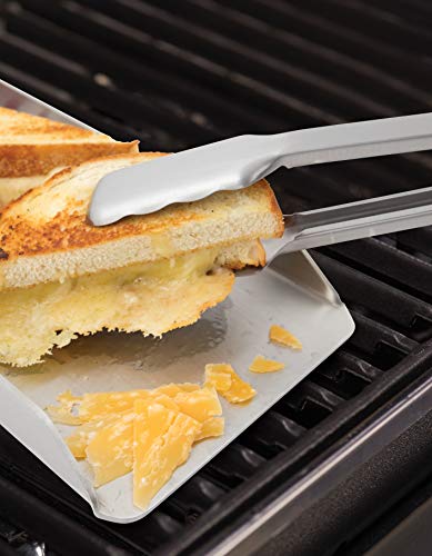 Broil King Pinça para churrasco de aço inoxidável 64032 de 40 cm com aderência de silicone, aço inox