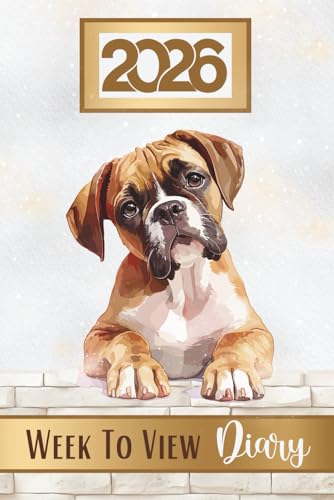 Week To View Diary 2026: Fawn, Tan & Black Boxer Dog, Weekly & Monthly Planner & Organiser, Pawsome For Doggie Lovers & Pet Owners image 2