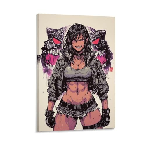 Retro Anime Assassin Art, Explosive Action Poster, Vintage Style Character