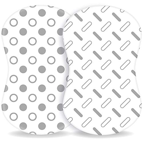 TansyPanda Bassinet Sheets for Baby Boys and Girls, 3 Pack, Ultra Soft, Breathable Stars, Moons, Cloud Theme - Dark Gray White