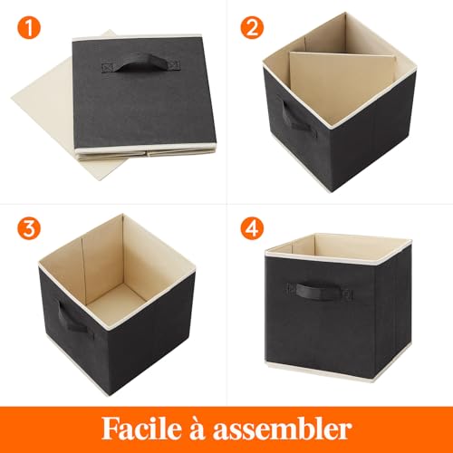 Cubes de rangement pliables Lifewit | Lot de 10 boîtes en tissu noir 18L - 5