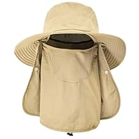 ehsbuy Fischerhut Herren Breiter Krempe Mesh Tropenhut Safari Hut Faltbar Sonnenhut mit Gesichtsbedeckung Nackenklappe