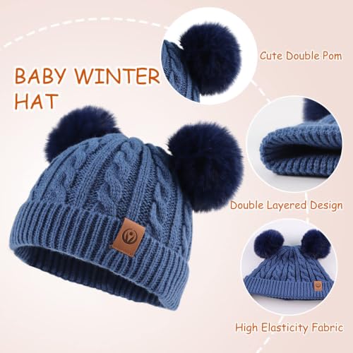 Image of Yuoahcn Kids Winter Beanie Hat Scarf Gloves Set Knit Warm Toddler Winter Cap Gloves Neck Warmer for Boys Girls 1-8 Year