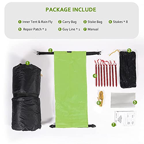 Ultralight Tent 3-Season Backpacking Tent 1 Person/2 Person Camping Tent, Outdoor Lightweight Lanshan Camping Tent Shelter, Perfect For Camping, Trekking, Kayaking, Climbing, Hiking, 1 Person, Green #TOP6