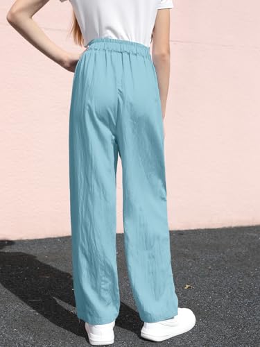 Image of SANGTREE Womens Wide Leg Pants Lightweight Casual Elastic High Waist Straight Leg Loose Trousers for Womens, Peacock Blue, L
