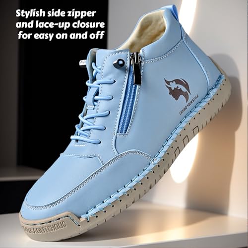 Women Ankle Boots Stylish Casual Sneaker Shoes with Zipper and Lace-Up Design for Easy Slip on, Lightweight and Comfortable2