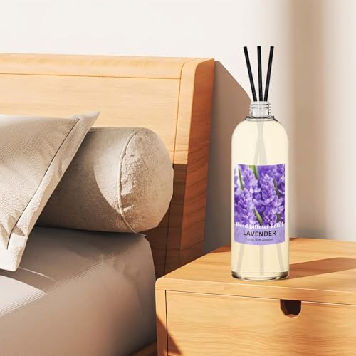 Image of STRN Lavender Reed Diffuser Refill 500ml with 6 Natural Reed Sticks, Premium Aromatherapy for Home, Long-Lasting Fragrance for Living Room, Bedroom, Office | Alcohol-Free