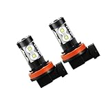 H11 H8 H16 Fog Light Bulbs LED 50W Ultra Extremely Bright 6000K 10 SMD White Xenon Low High Beam Bulbs Lamps (Pack of 2)