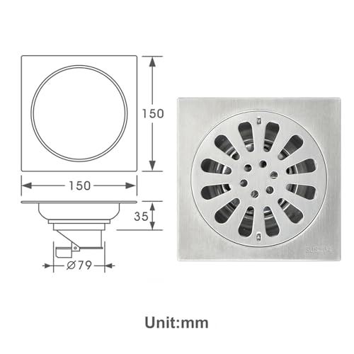 Drain de sol carré en acier pour harmoniser votre cuisine et balcon - 3