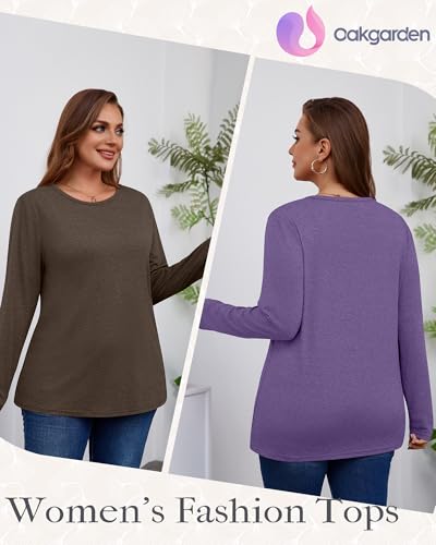 3 Pack Women's Plus Size T Shirt Long Sleeve Cotton Crew Neck Top Casual Basic Loose Fit Fall Tees Tunic Outfit3