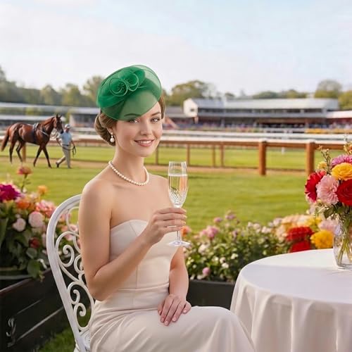 Image of DRESHOW Fascinators Hat Feather Headband Women's Fascinators Tea Party Headwear with Clip Flower Head Band for Girls & Women
