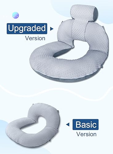 INSEN Reading Pillow, Back Pillow for Sitting in Bed and Couch, Gaming Pillow for Adults, Sit Up Support for Bed (Upgrade-Dot Velvet-Grey, Upgraded)