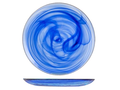 H&H 6 piatti in vetro alabastro cobalto piani 27,5