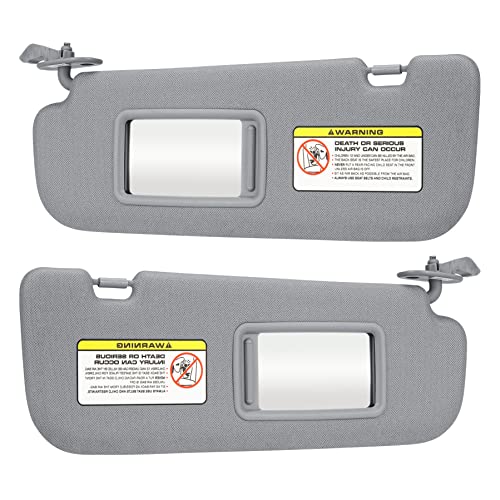 Gray Driver Left + Passenger Right Side Sun Visor Replacement Compatible with 2011 2012 2013 2014 2015 Hyundai Elantra Replace 852103X000TX 852203X000TX