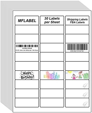MFLABEL Address Labels, 1"x2-5/8" Mailing Labels , 30-UP White Shipping Labels for Inkjet or Laser Printer, 15000 Sticker Labels (500 Sheets), 30 Labels per Sheet