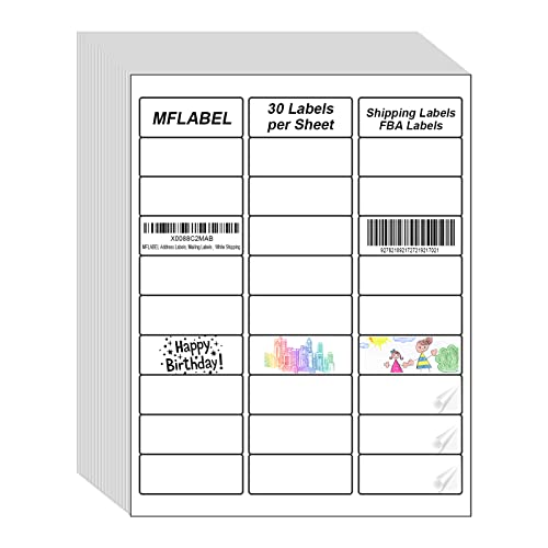 Mflabel Address Labels, 1"X2-5/8" Mailing Labels , 30-Up White Shipping Labels For Inkjet Or Laser Printer, 15000 Sticker Labels (500 Sheets), 30 Labels Per Sheet #TOP22