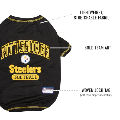 Image of NFL Pittsburgh Steelers Dog T-shirt X-Small. - Licensed Shirt for Pets Team Colored with Team Logos- Premium Stretchable Materials for the comfort of your Dog & Cat