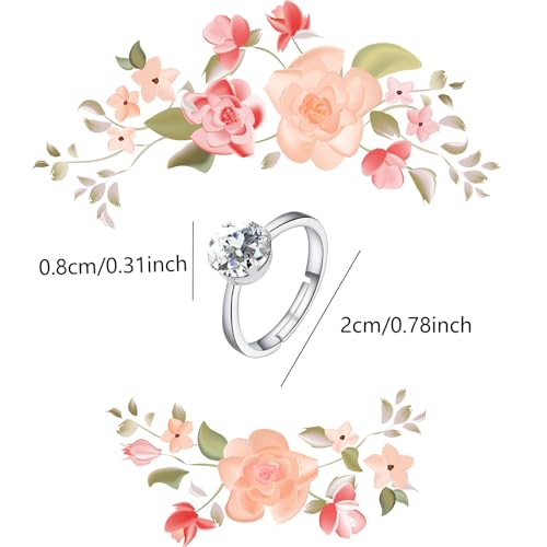 NEWITIN 120 Pieces Fake Rings Diamond Engagement Rings Silver Ring for Bridal Shower Party Game Wedding Table Decorations2