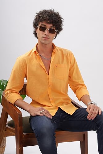 Image of Men's Cotton Linen Tailored fit Full Sleeves Casual Shirt