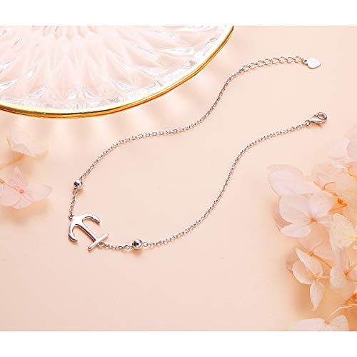 Image of FLYOW S925 Sterling Silver Anklet for Women Summer Boho Beach Charm Adjustable Foot Ankle Bracelet Jewelry Birthday Gift