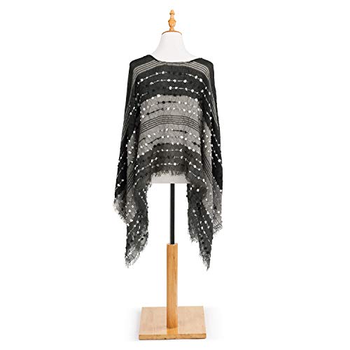 DEMDACO Textured Black One Size Fits Most Acrylic and Polyester Fabric Poncho Shawl3