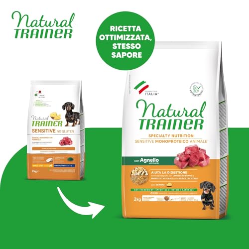 Natural Trainer Sensitive No Gluten Hundefutter für Erwachsene mit Lamm, 2 kg