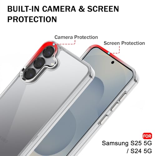 Image of TheGiftKart Hybrid Back Cover Case for Samsung Galaxy S25 / S24 5G | Built-in Stand | Shockproof Hard Back Case Cover for Samsung S25 / S24 5G (PC & TPU, Clear Back, Transparent Sides)