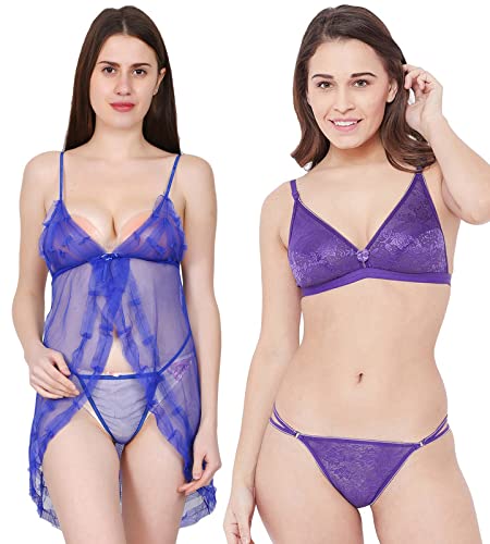 Image of Love Maker Babydoll Lingerie Bra Panty Set Undergarments for Women Honeymoon Nighties Small to 3XL