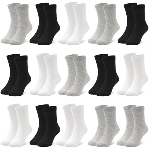 ZERULETS 15 Pairs Toddler Crew Socks
