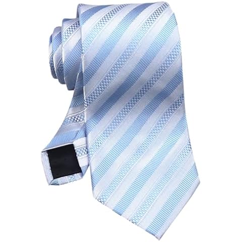 Ctskyte Men's Stripe Tonal Light Baby Blue Silk Ties Capri Blue Exquisite Formal Wedding Neckties for Boys Cover