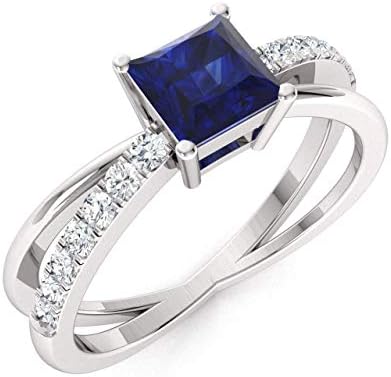 Diamondere Natural and Certified Gemstone and Diamond Engagement Ring in 14K Solid Gold | 0.77 Carat Sidestone Ring for Women, US Size 4 to 9