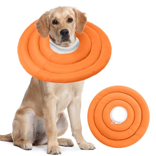 Image of IDOMIK Dog Recovery Collar, Waterproof Soft Dog Cone After Surgery, Comfy Protective Elizabethan Collar Alternative for Dogs Cats, Adjustable Pet Neck Donut Cone Anti-Licking Biting Wounds