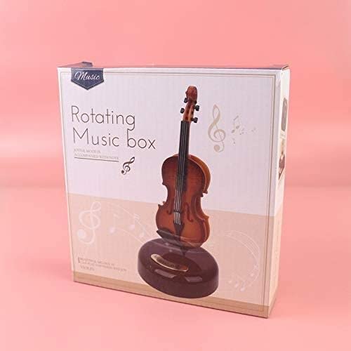 Ostin Rotating Guitar Music Box Clockwork Wood Music Box Musical Instrument Model Music Theme Artware with Delicate Gift Box 3