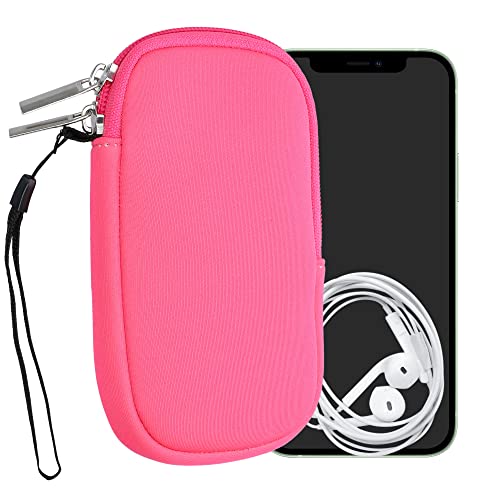 kwmobile クッション ポーチ 対応: S - 4.5" - ネオプレン スマートフォン 保護 ケース ネオンピンク